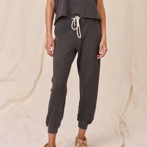 The Great Cropped Sweatpants Washed Black Gray Color  100% Cotton SZ 1 Small